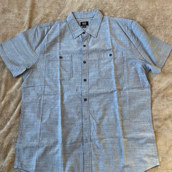 LEE SHIRT, BLUE, Cotton, Short Sleeve Mens Brand new - Picture 1 of 4